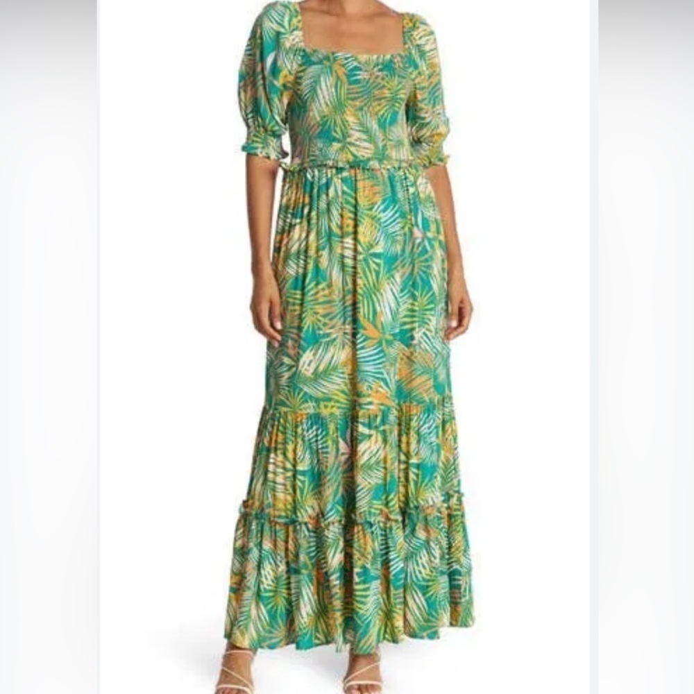 Betsey Johnson Palm Island Green Maxi Dress in size Small